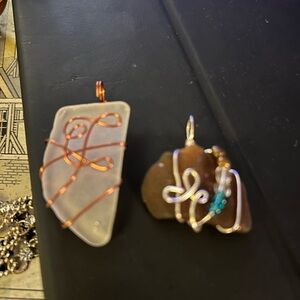 Handcrafted Wire-Wrapped Florida Seaglass Pendants